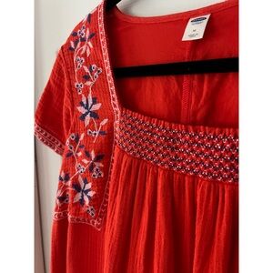 Old Navy Red Floral Embroidered Dress
